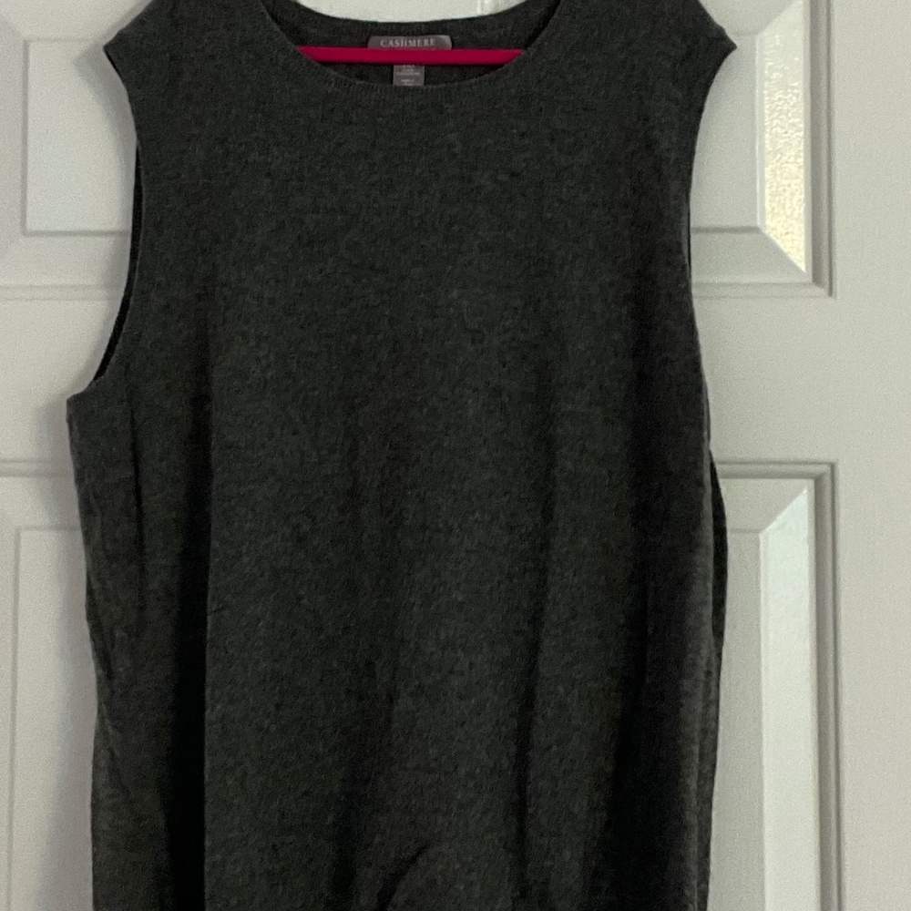 Cashmere by Charter Club Women’s Grey Sleeveless Cardigan Size XL